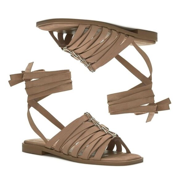 Vince Camuto Levelinn Sandals Size 6.5 Leather Gladiator Wrap Strappy Slide - Picture 1 of 11